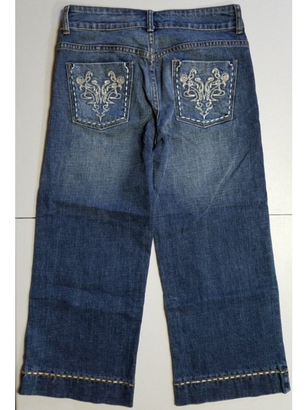 Boom Boom Jeans Blue Denim Capri Low Rise Stretch Western Boho Women's Size 9